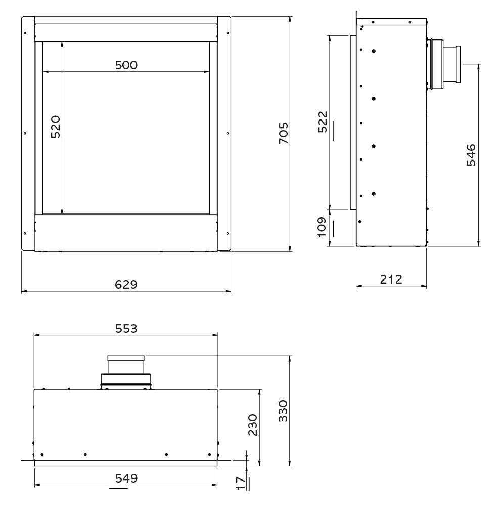 Riva2 500HL Slimline Edge Gas Fire Diagram