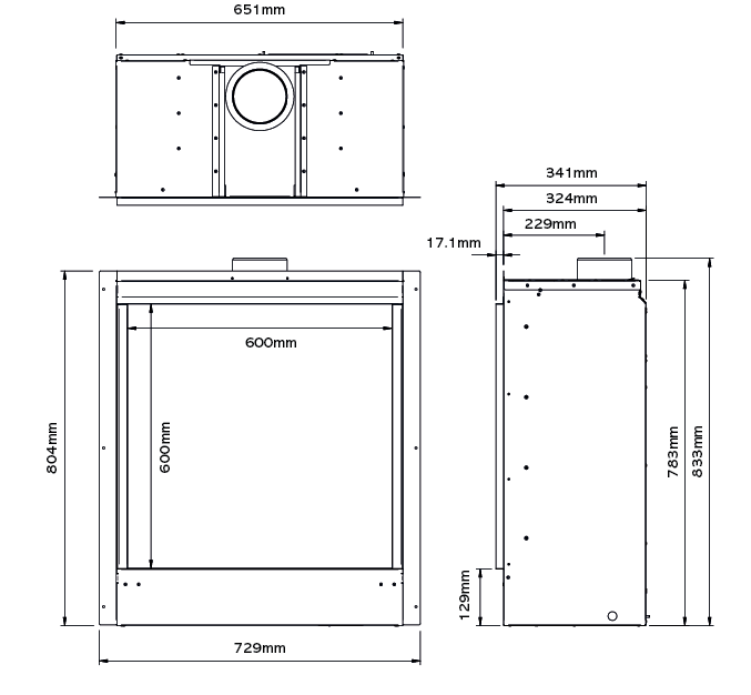 Riva2 600HL Edge Gas Fire Diagram