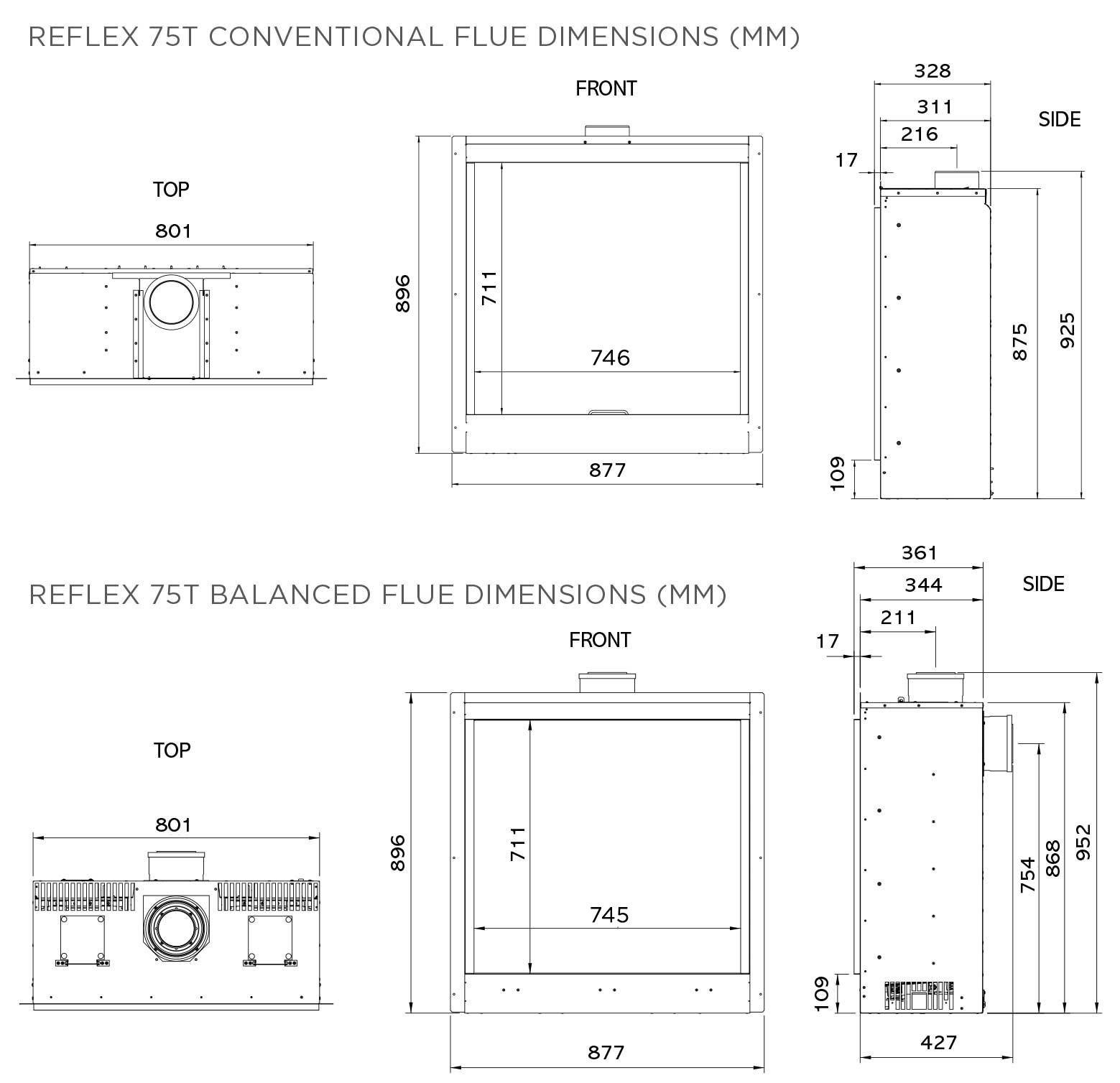Reflex 75T Mantels Gas Fire Diagram