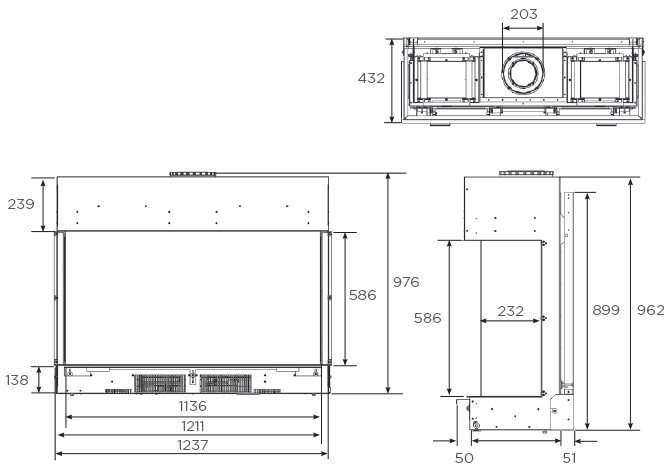 Reflex 105 Multi-Sided Gas Fire Diagram