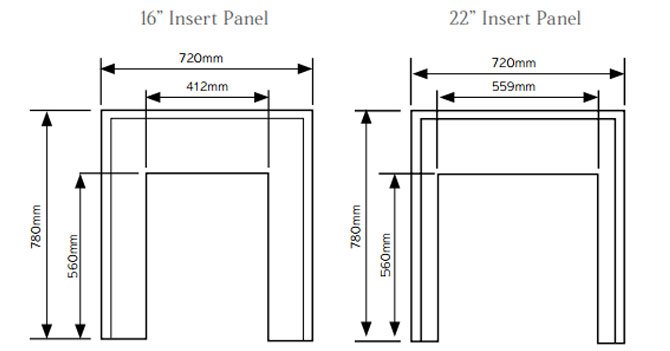 16 & 22 Inch Insert Panel Diagram
