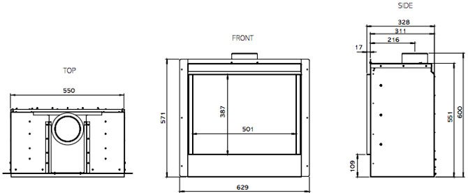 Riva2 500 Evoke Steel Gas Fire Diagram