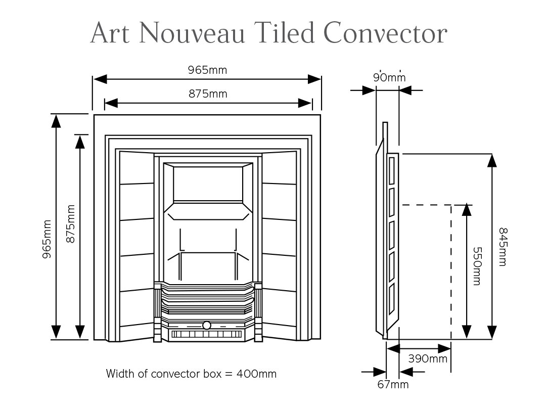 Art Nouveau Tiled Convector Fireplace Diagram