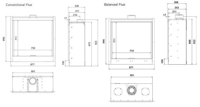 Riva2 750HL Edge Gas Fire Diagram