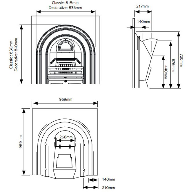 Decorative Arched Insert Fireplace Diagram