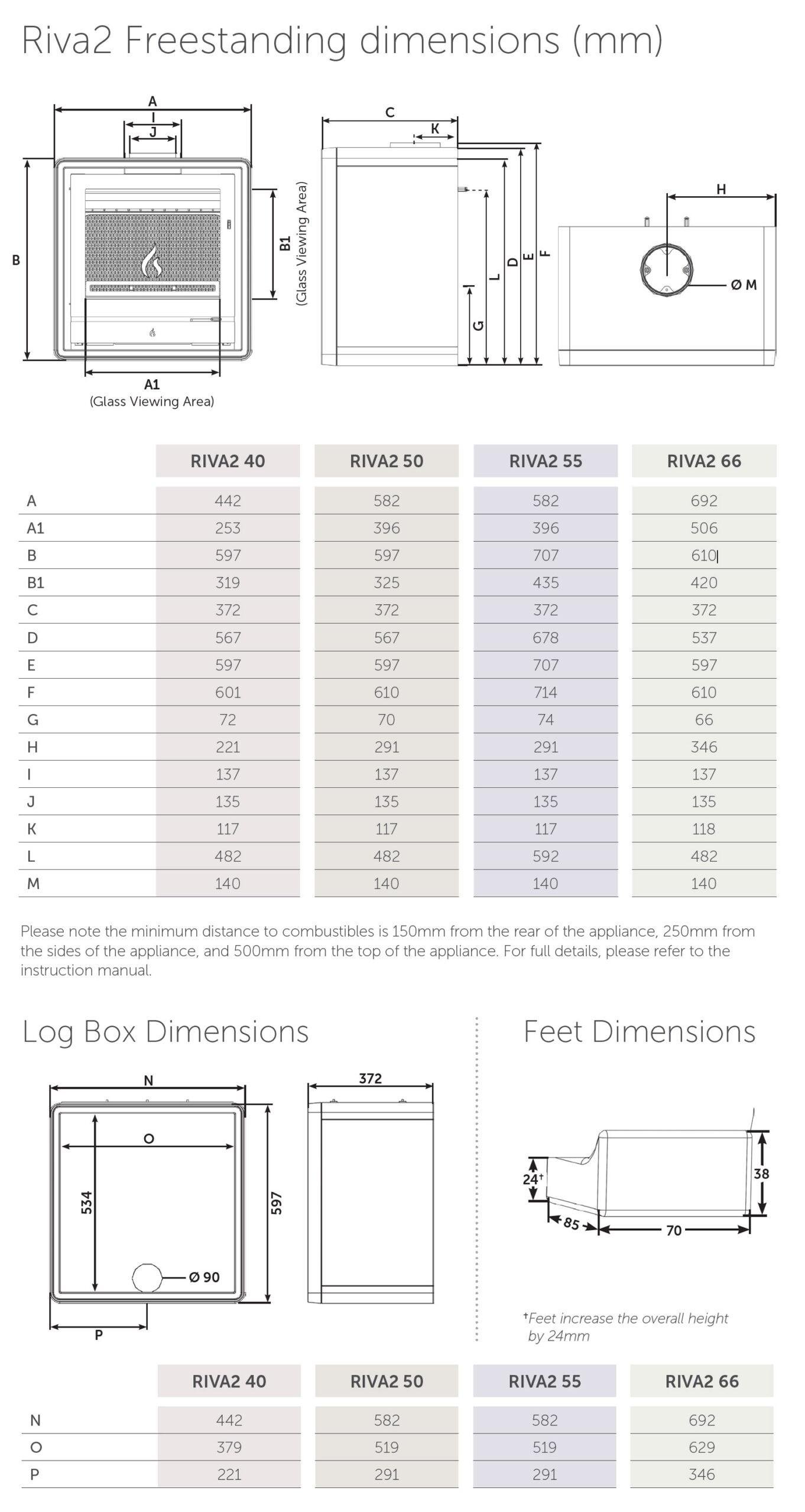 Riva2 55 Freestanding Diagram