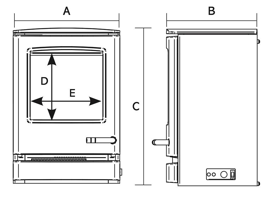 CL8 Electric Stove Dimension Diagram