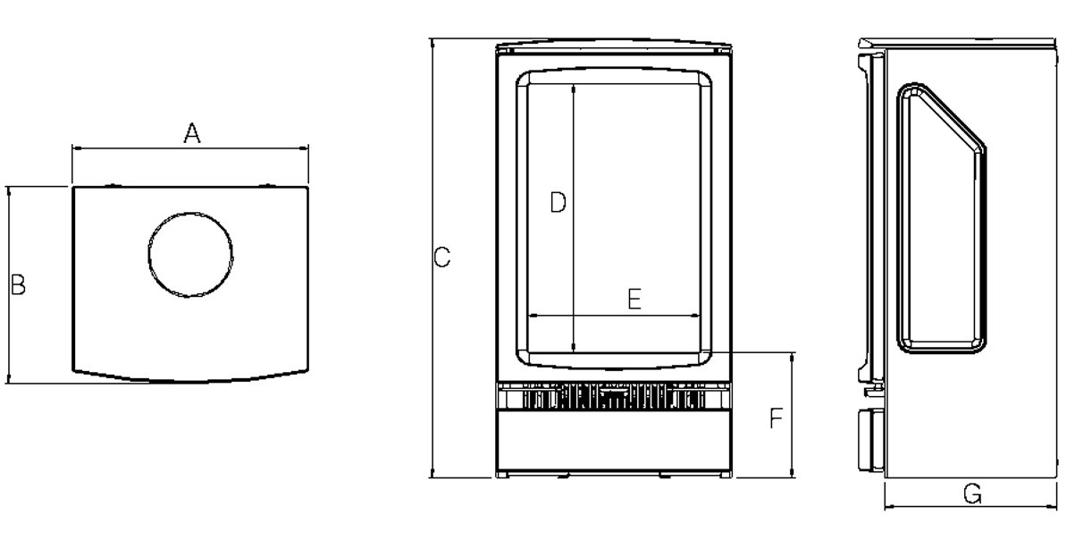 Vogue Midi T Electric Stoves Dimension Diagram