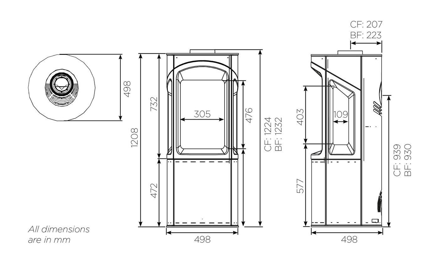 Liv 3 Gas Stoves Dimension Diagram
