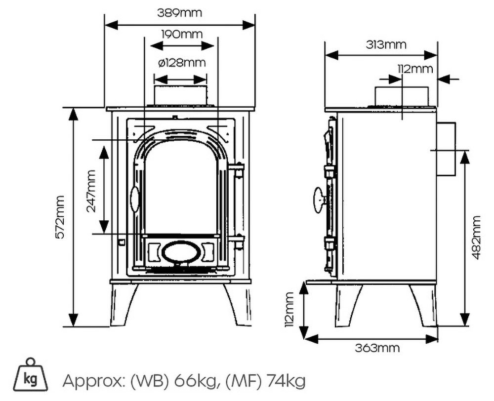 Stovax Stockton 4 Dimension Diagram
