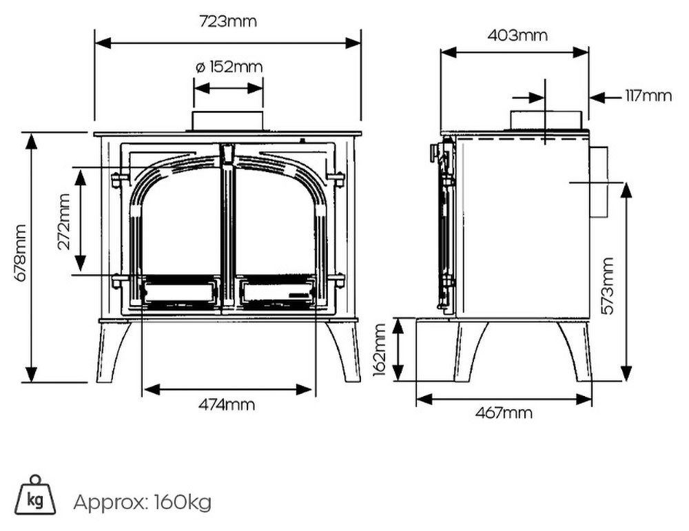 Stovax Stockton 11 Dimension Diagram