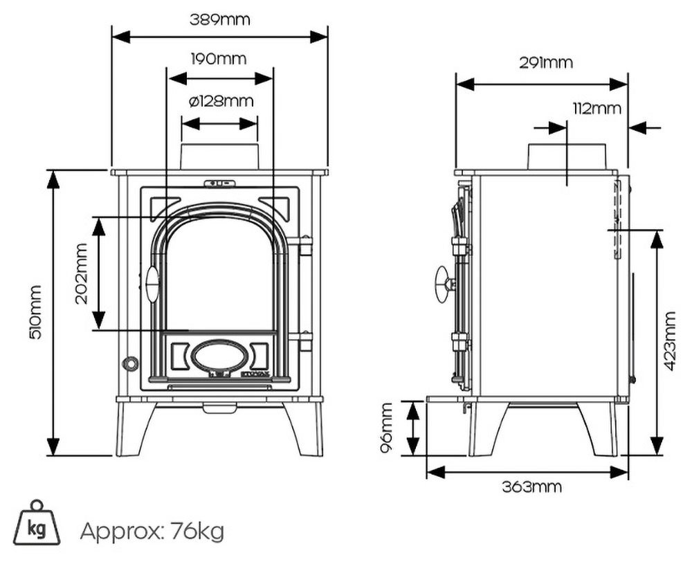 Stovax Stockton 3 Dimension Diagram