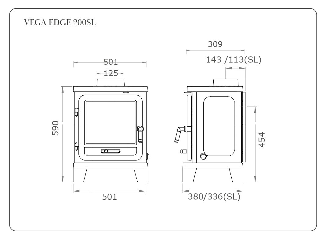 Vega Edge 200SL Multifuel Stove Diagram