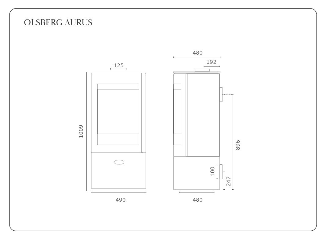Aurus 4 Cylindrical Wood Burning Stove Diagram