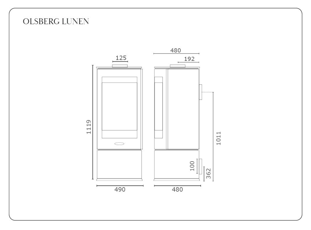 Lunen Cylindrical Wood Burning Stove Diagram